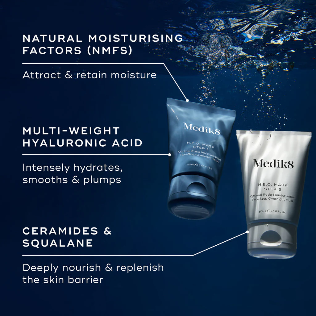 Medik8 H.E.O.® MASK 2x50ml

Optimal Ratio Moisturisation Two-Step Overnight Mask - Image 3