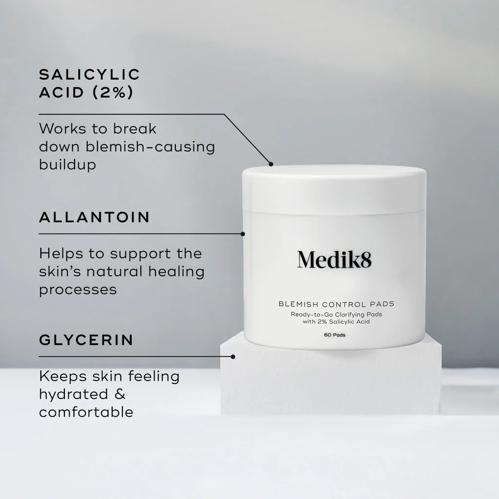 MEDIK8 BLEMISH CONTROL PADS™ 60ml

Ready-to-Go Clarifying Pads with 2% Salicylic Acid - Image 3